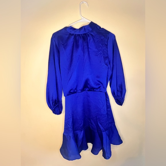 TEXTURED SATIN DRESS - ROYAL BLUE - Picture 10 of 12